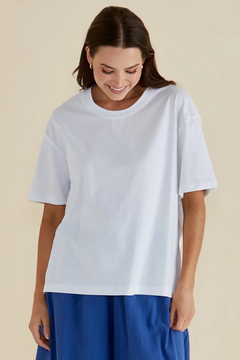 Relax Boxy Cotton Tee - White