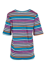 Product shot of the Riley Cotton Tee in colour Multistrip, from the back