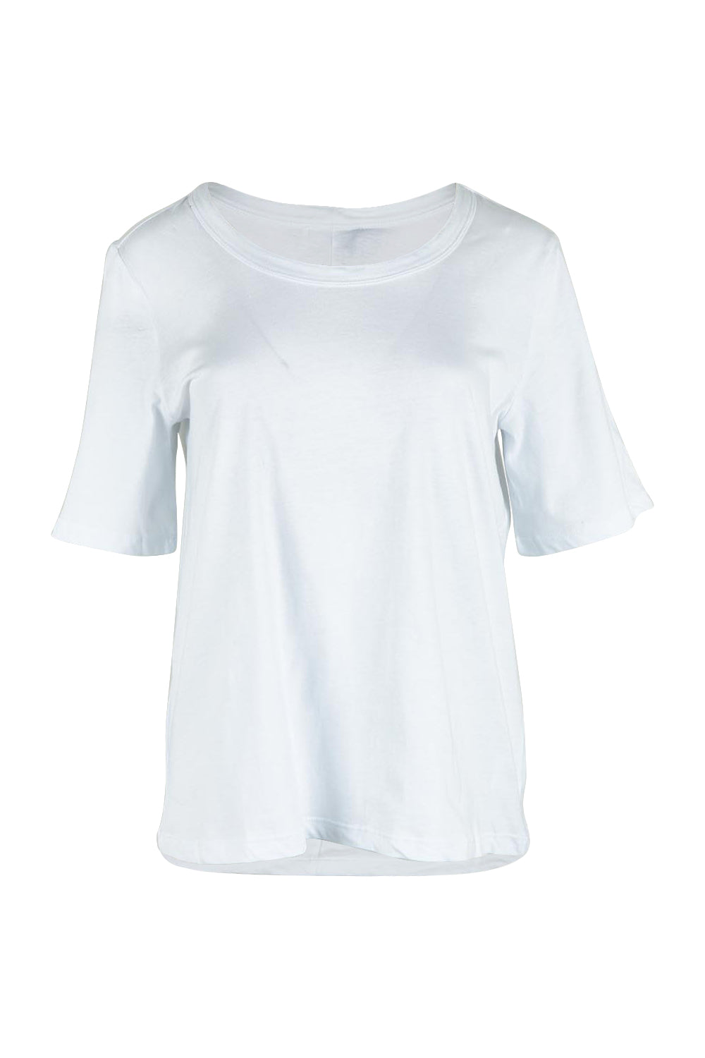 Product shot of the Riley Cotton Tee in colour White (White), from the front