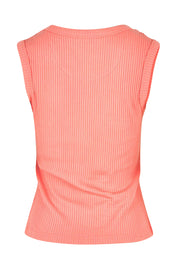 Product shot of the Francis Rib Tank in colour Peach (Pink), from the back