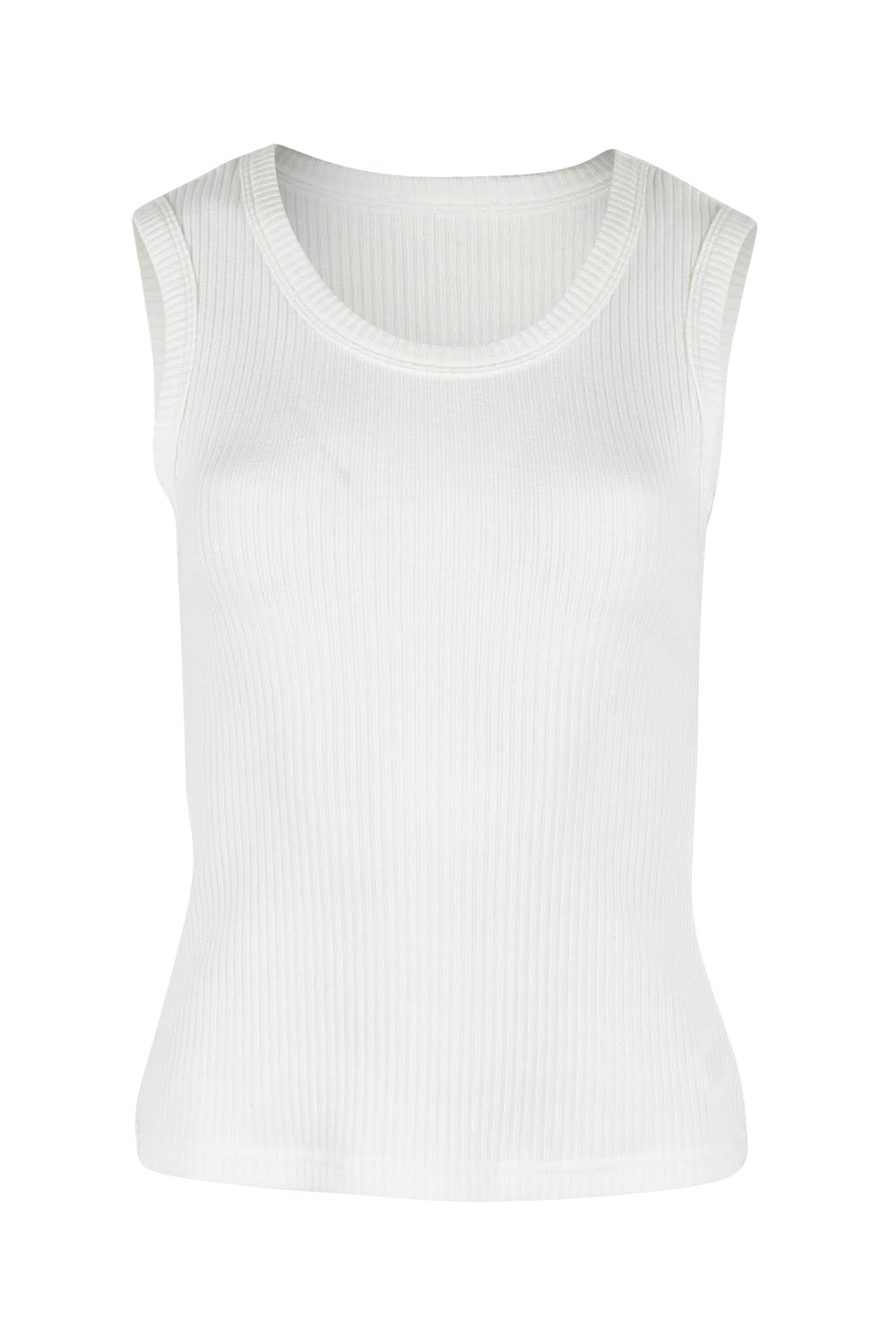 Product shot of the Francis Rib Tank in colour White (White), from the front