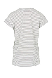 Product shot of the Tracy Vin colourNeck Cotton Tee - Blkwhite, from the back