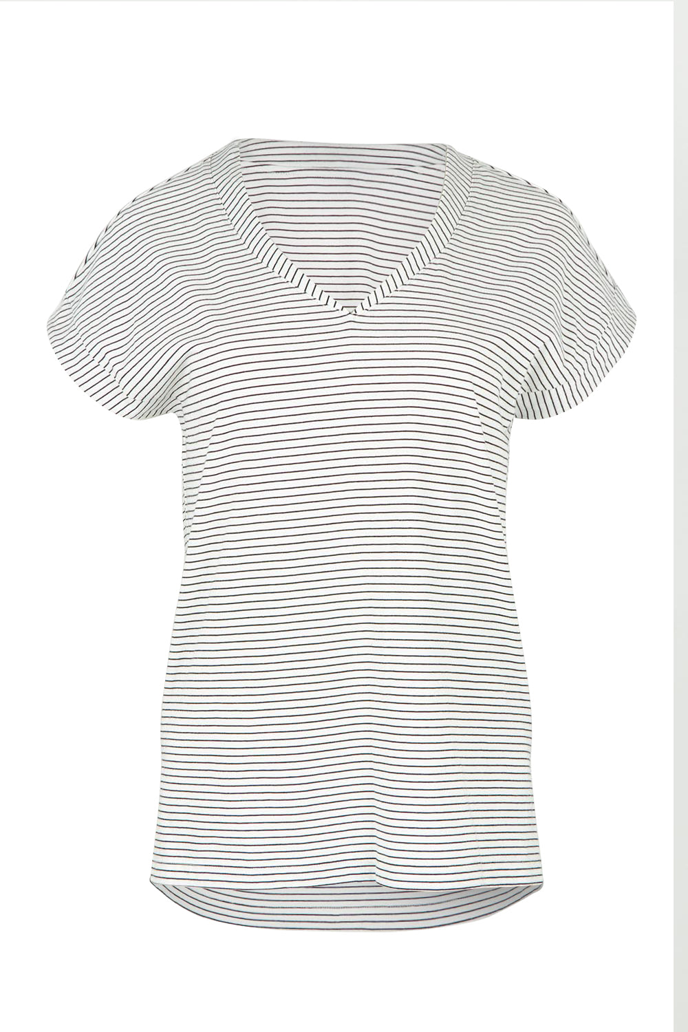 Product shot of the Tracy Vin colourNeck Cotton Tee - Blkwhite, from the front
