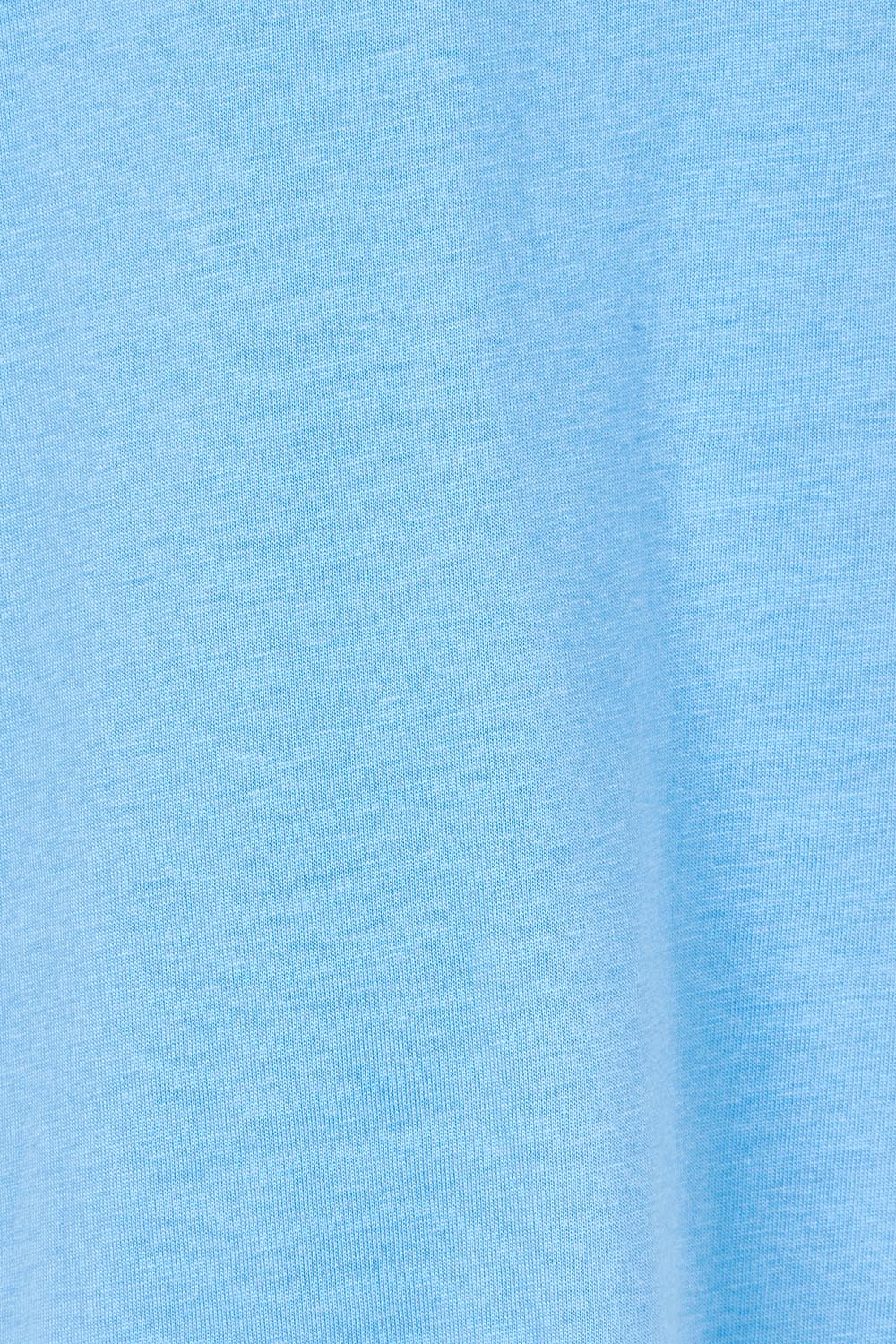 Product shot of the Tracy Vin colourNeck Cotton Tee - Powderblue (Blue), detail