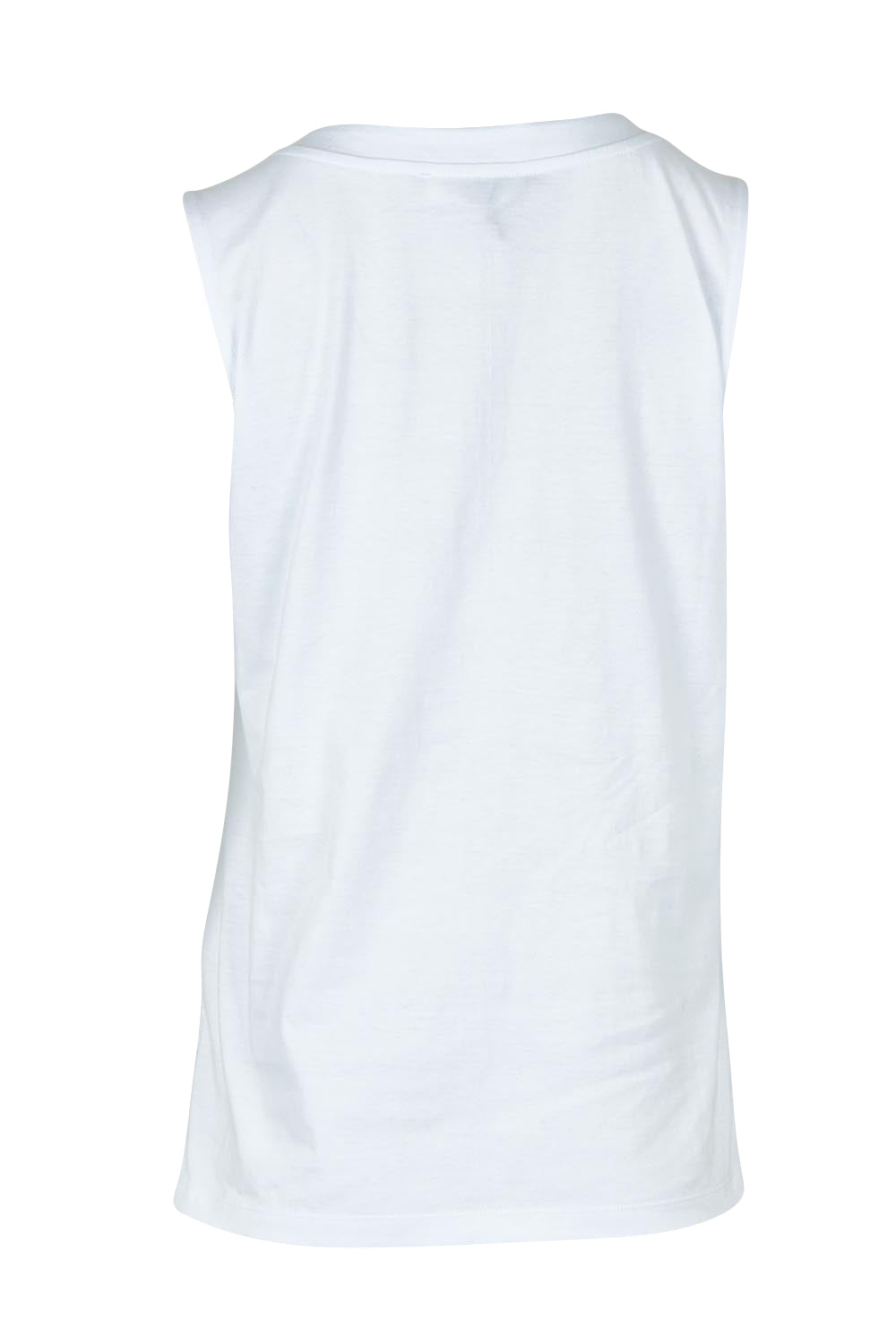 Product shot of the Trinity Vin colourNeck Cotton Tank - White (White), from the back