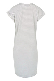 Product shot of the Daphne Vin colourNeck Cotton Dress - Blkwhite, from the back