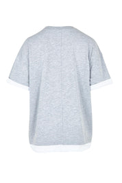 Product shot of the Cotton Boyfriend Tee in colour Greymarle (Grey), from the back