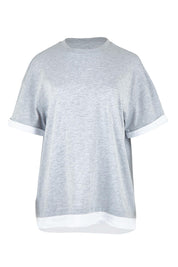 Product shot of the Cotton Boyfriend Tee in colour Greymarle (Grey), from the front