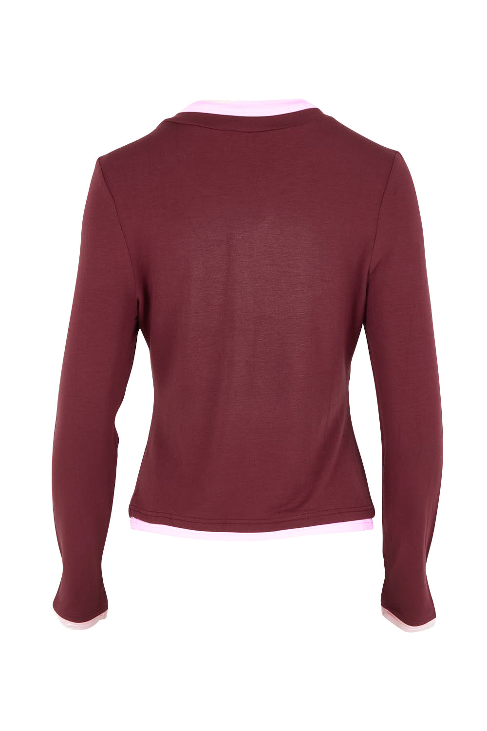 Product shot of the Cloud Tee in colour Burgandy (Red), from the back