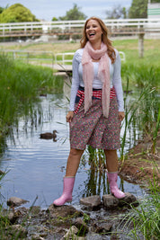 A model wearing the Madonna L/S Scoop Top in colour White (White), from the front, showing the whole outfit