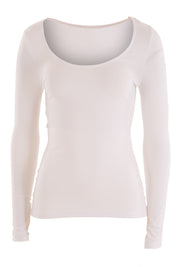 Product shot of the Madonna L/S Scoop Top in colour White (White), from the front