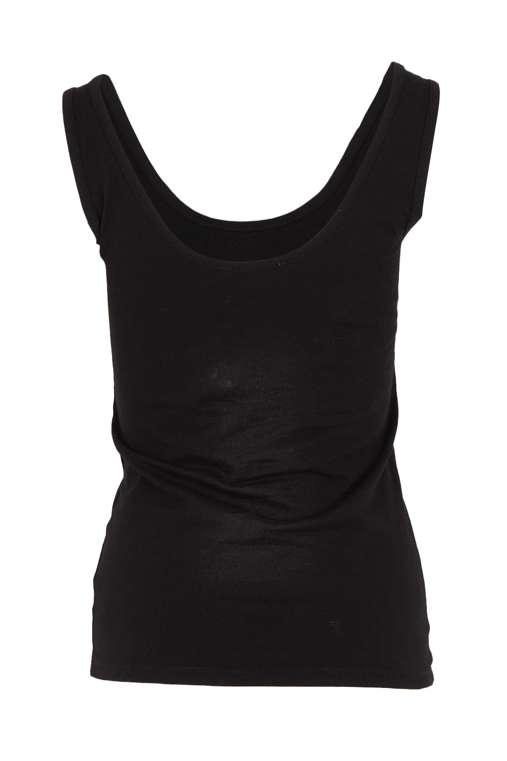 Product shot of the Emma Cotton Scoop Tank in colour Black (Black), from the back