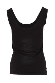 Product shot of the Emma Cotton Scoop Tank in colour Black (Black), from the back