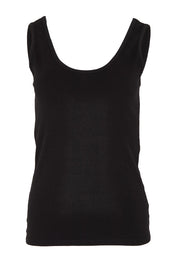 Product shot of the Emma Cotton Scoop Tank in colour Black (Black), from the front