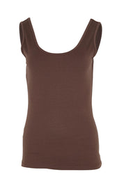 Product shot of the Emma Scoop Tank – Chocolate in colour Chocolate, from the front