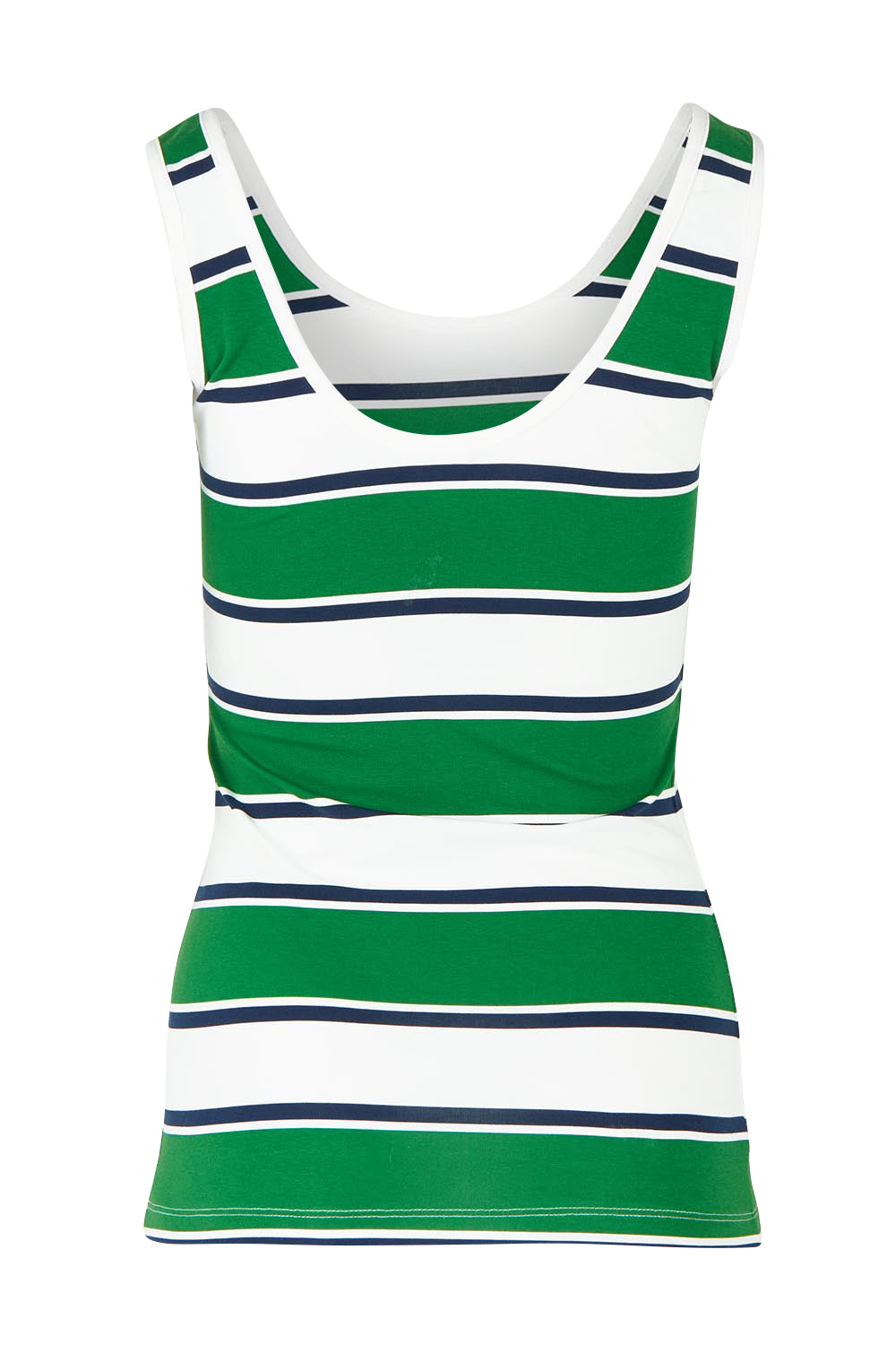 Product shot of the Emma Cotton Scoop Tank in colour Green (Green), from the back