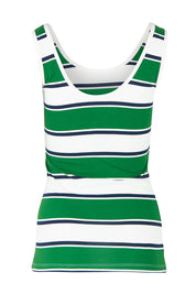 Product shot of the Emma Cotton Scoop Tank in colour Green (Green), from the back