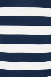 Product shot of the Emma Cotton Scoop Tank in colour Nboldstrip (Blue), detail