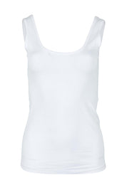 Product shot of the Emma Cotton Scoop Tank in colour White (White), from the front