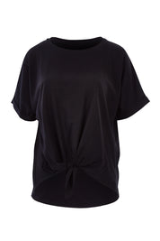 Product shot of the Katie Knot Tee in colour Black (Black), from the front