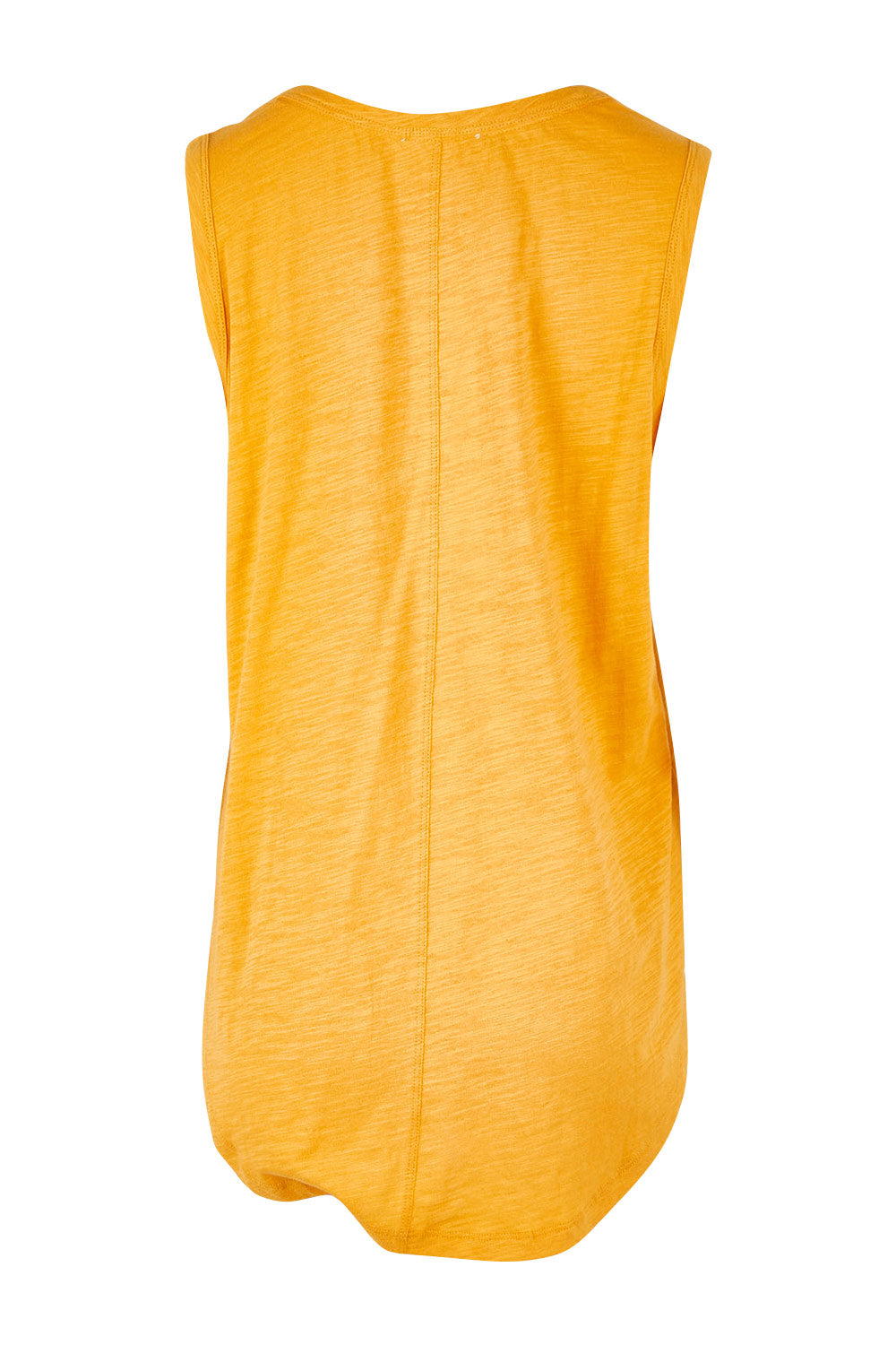 Product shot of the Keira Tank in colour Mustard, from the back