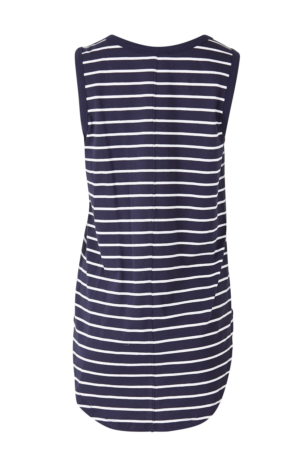 Product shot of the Keira Tank in colour Bluestrp (Blue), from the back