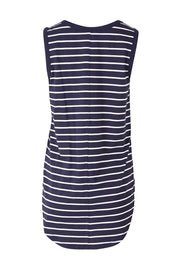 Product shot of the Keira Tank in colour Bluestrp (Blue), from the back