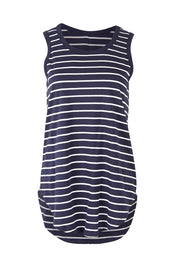 Product shot of the Keira Tank in colour Bluestrp (Blue), from the front