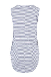 Product shot of the Keira Tank in colour Indistripe (Blue), from the back