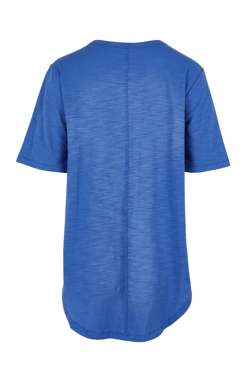 Product shot of the Ariana Cotton Tee in colour Oceanblue (Blue), from the back