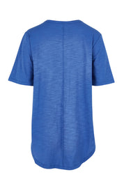 Product shot of the Ariana Cotton Tee in colour Oceanblue (Blue), from the back