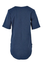 Product shot of the Ariana Cotton Tee in colour Bluestripe (Blue), from the back