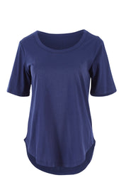 Product shot of the Ariana Tee in colour Navy (Blue), from the front