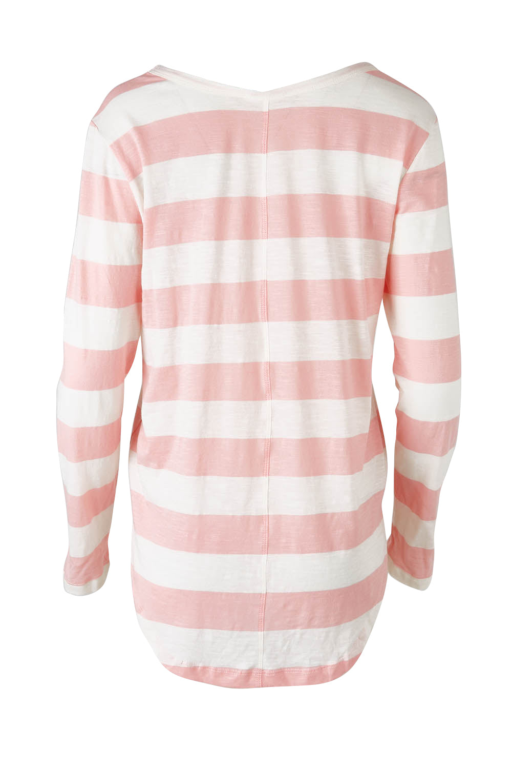 Product shot of the Megan Long Sleeve Top in colour Babypink (Pink), from the back
