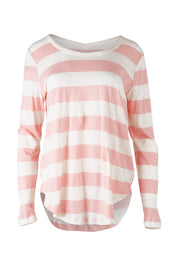 Product shot of the Megan Long Sleeve Top in colour Babypink (Pink), from the front