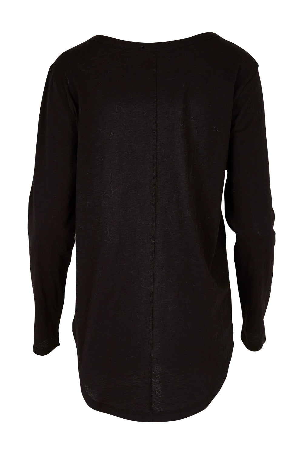 Product shot of the Megan L/S Top in colour Stripestar (Black), from the back