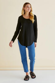 Megan Long Sleeve Top - Black
