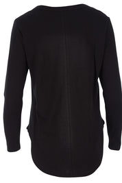 Product shot of the Megan Long Sleeve Top in colour Black (Black), from the back