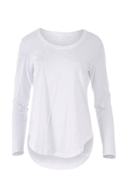 Product shot of the Megan Long Sleeve Top in colour White (White), from the front