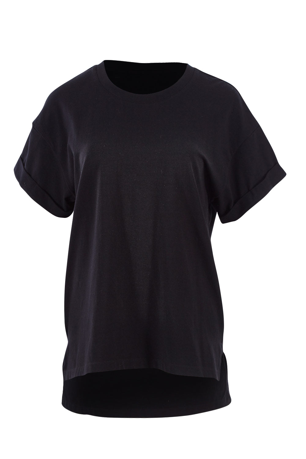 Product shot of the Boxy Tee in colour Black (Black), from the front