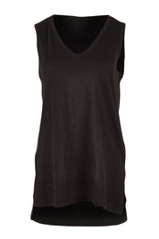 Product shot of the Audrey Tank in colour Black (Black), from the front
