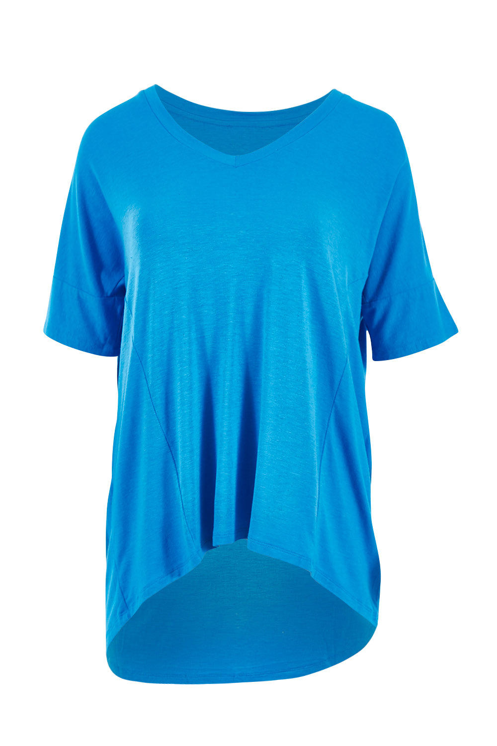 Product shot of the Lisbon Tee in colour Cornflower (Blue), from the front