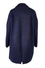 Product shot of the Bristol Coatigan in colour Midnight (Blue), from the back