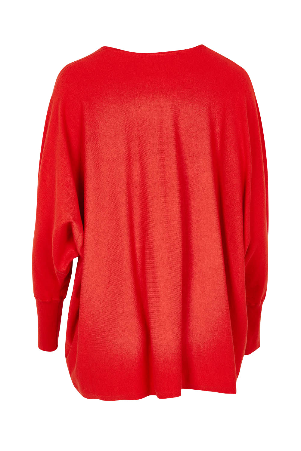 Product shot of the Destiny Knit Jumper in colour Flame (Red), from the back
