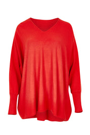 Product shot of the Destiny Knit Jumper in colour Flame (Red), from the front