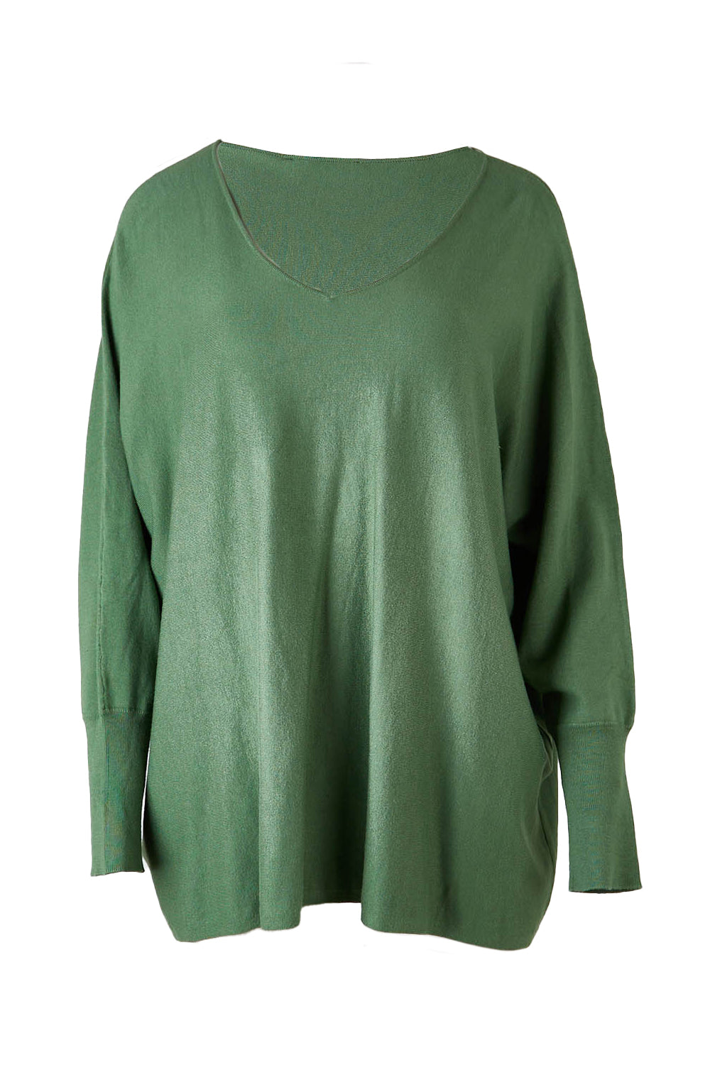 Product shot of the Destiny Knit Jumper in colour Powdergree (Green), from the front