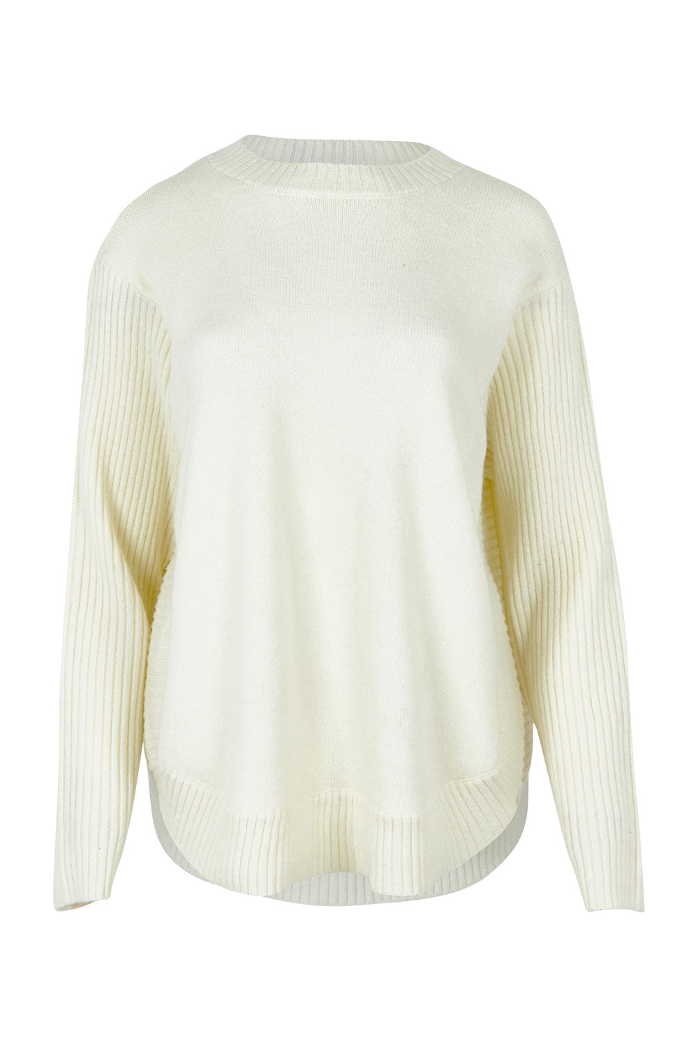 Product shot of the Soho Knit Sweater in colour Oat, from the front