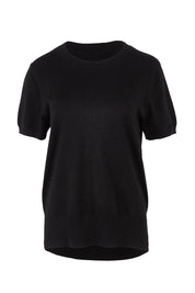 Product shot of the Robbie Knit Tee in colour Black (Black), from the front