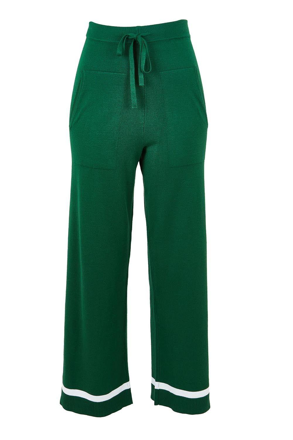Product shot of the Delphine Knit Pant in colour Basil (Green), from the front