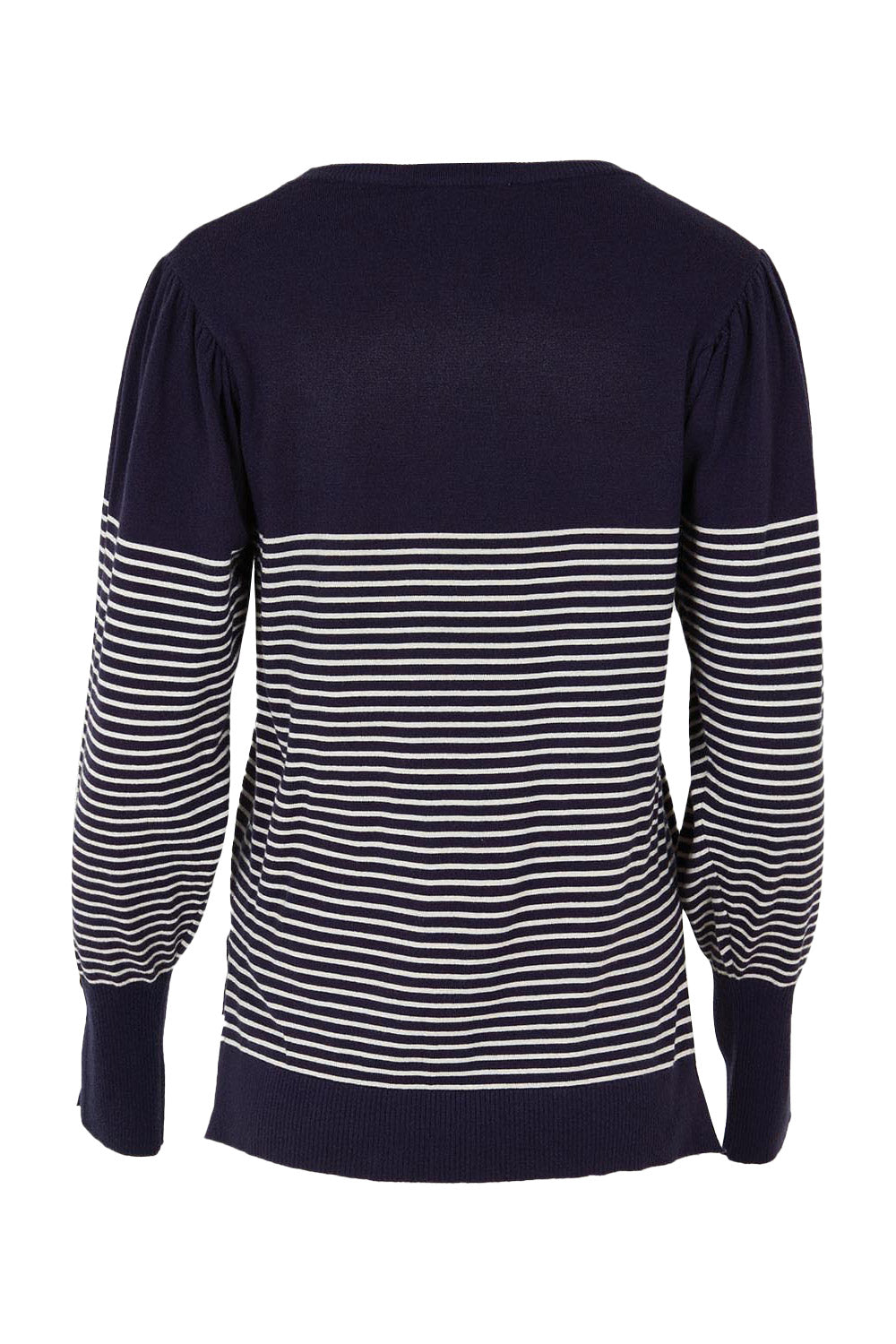 Product shot of the Colette Sweater in colour Bluecream (Blue), from the back